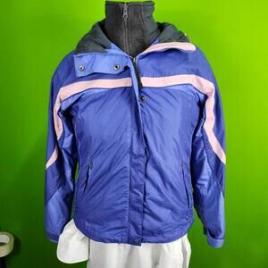 Columbia Womens M Interchange Jacket Blue & Pink Core Vertex with fleece lining